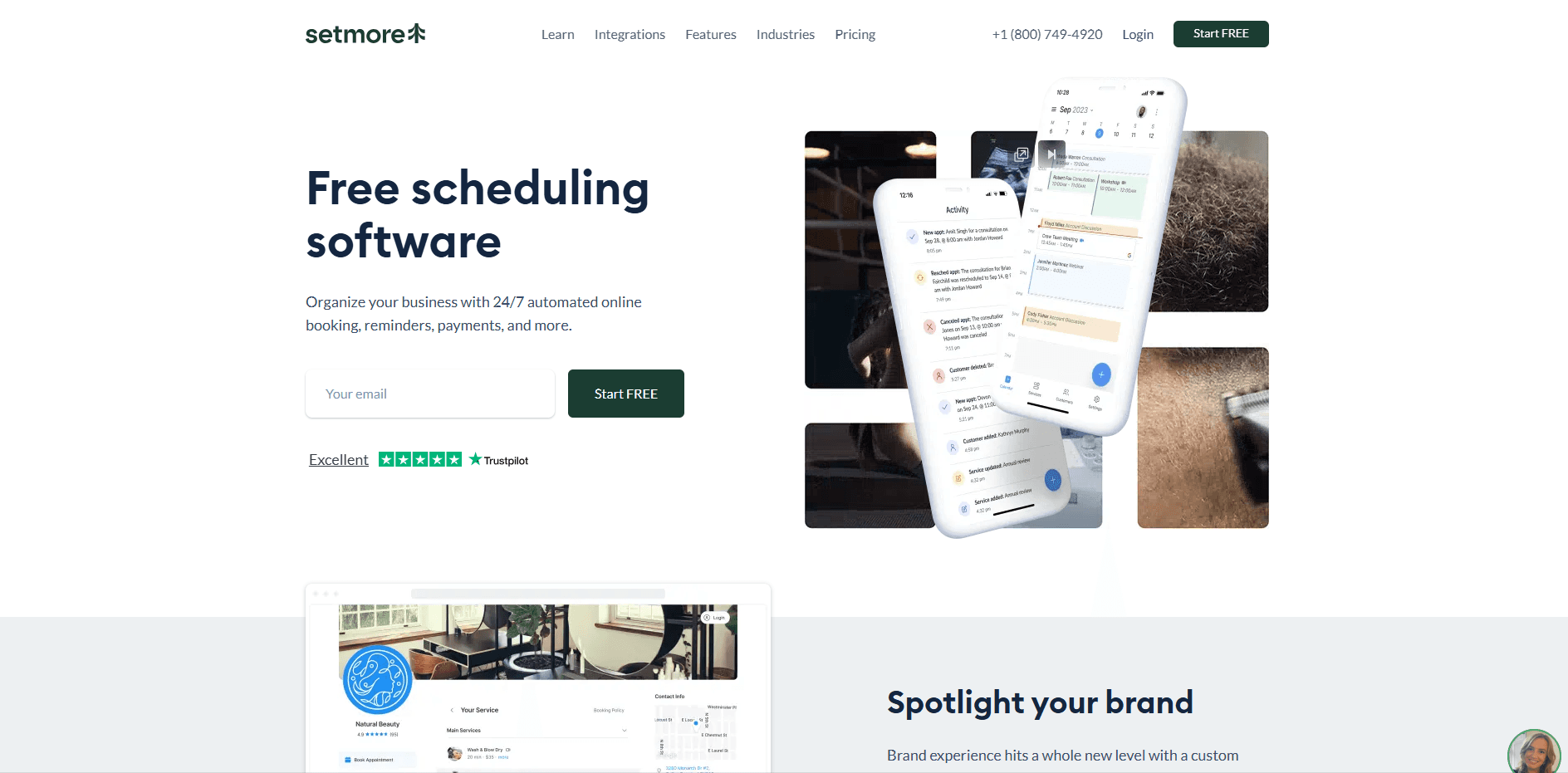 Setmore homepage