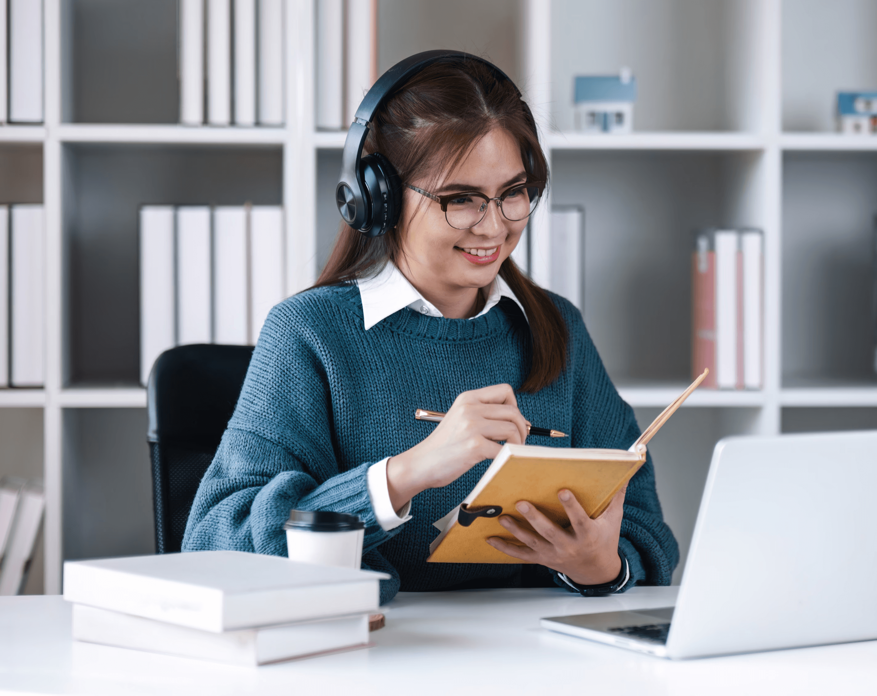 young woman learning online