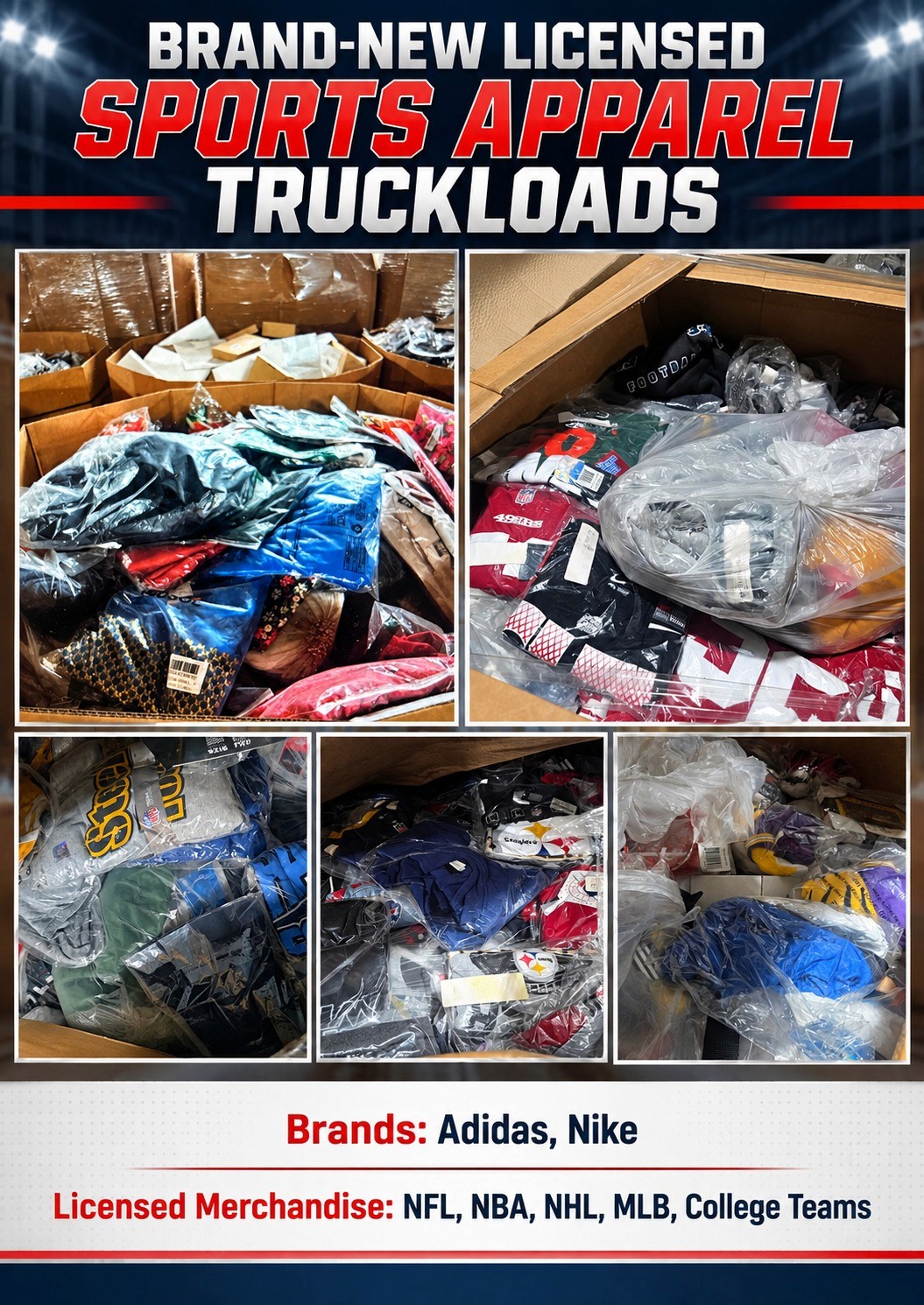 Brand-New Licensed Sports Apparel Truckloads