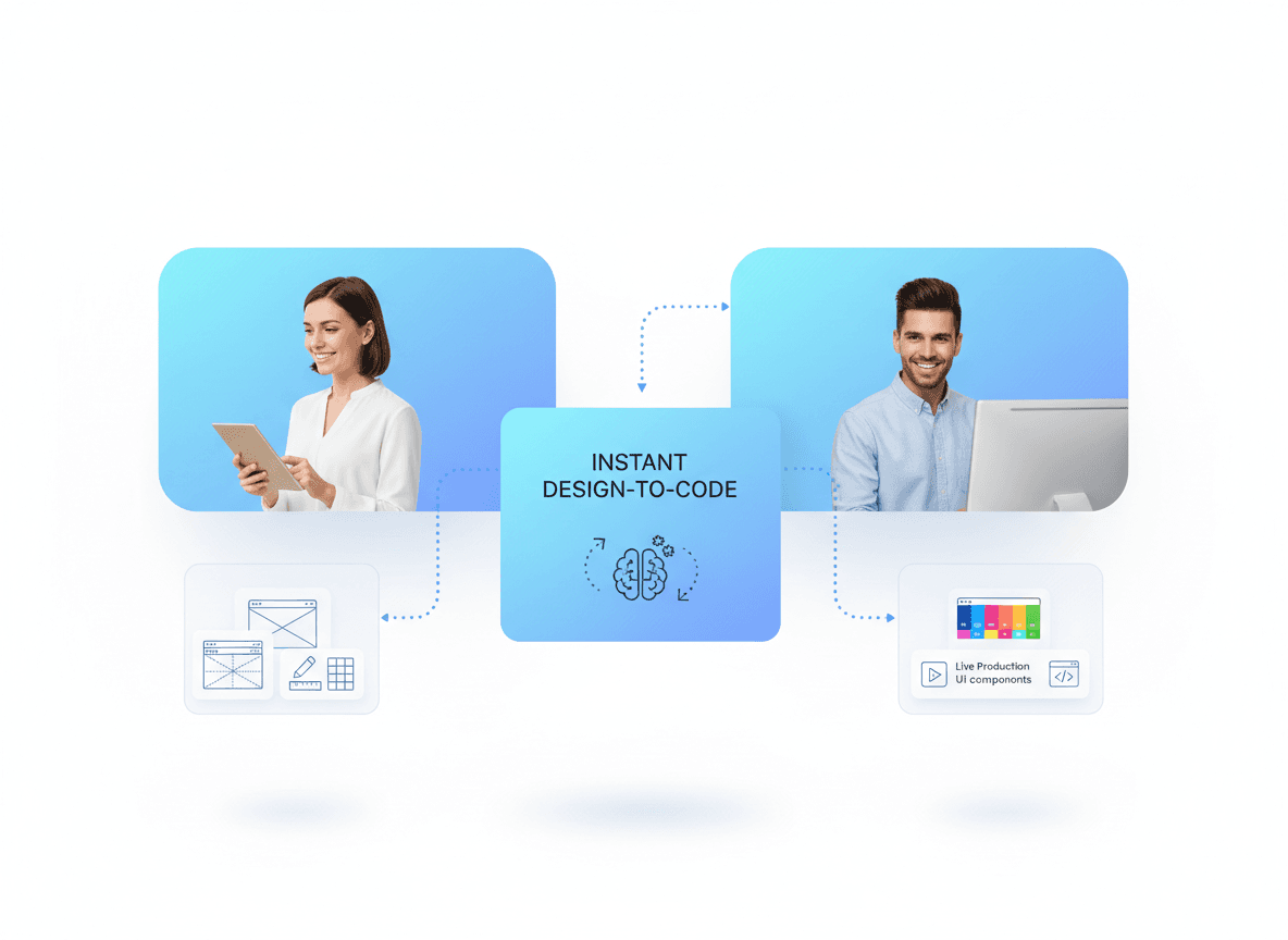 AI automating SaaS frontend design-to-development handoffs by converting wireframes into production-ready responsive UI components without manual coding delays