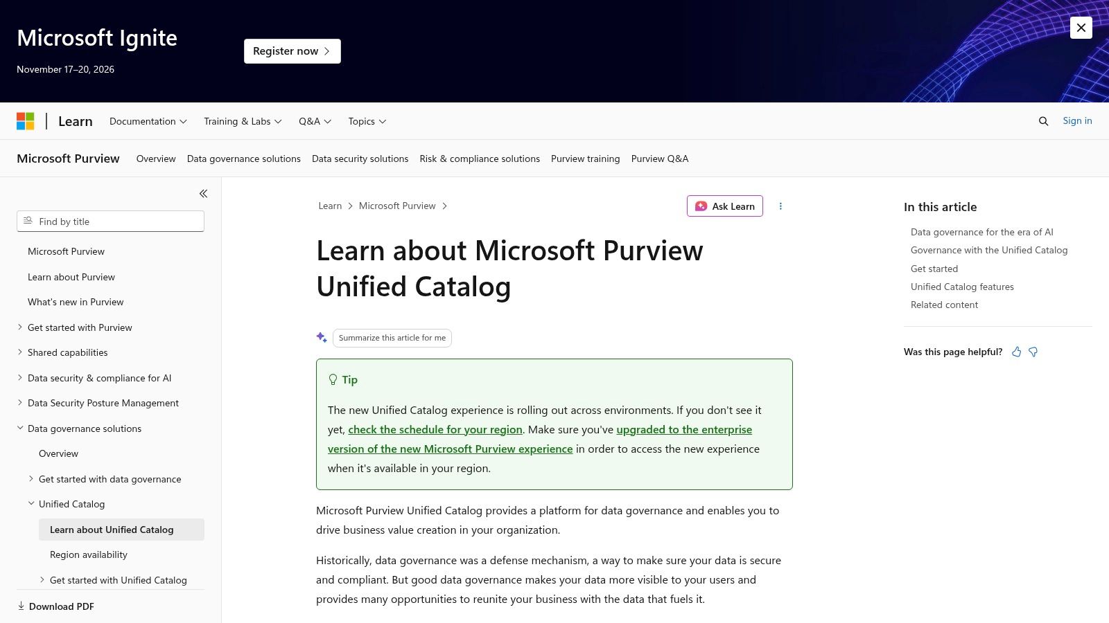 Microsoft Purview Unified Catalog