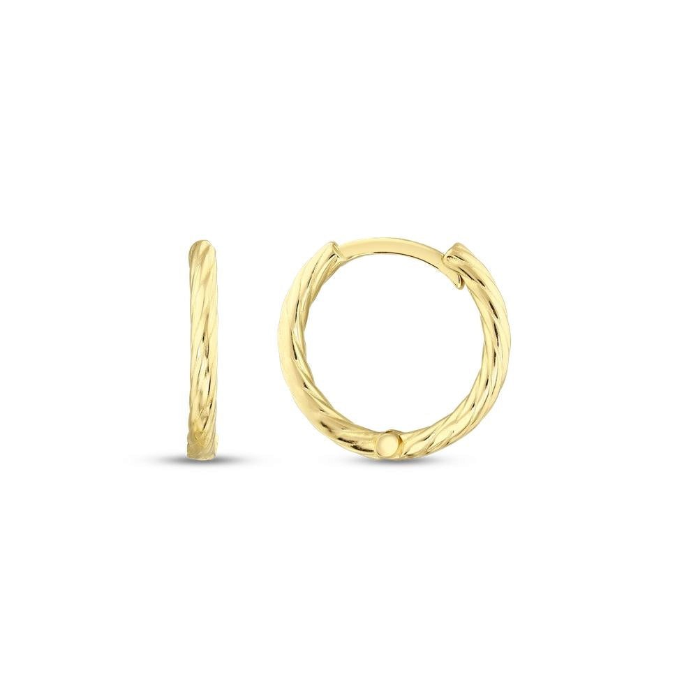 Assos Pırlanta 14 Ayar Altın Tasarım Şık Halka Küpe Modeli