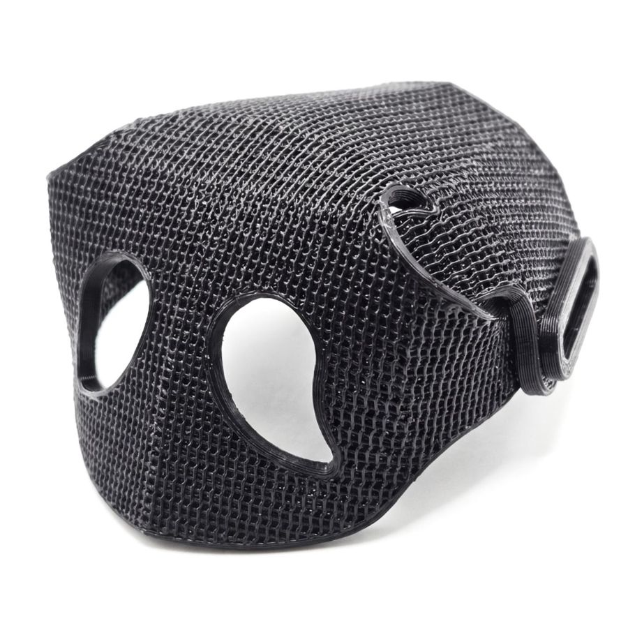The Care: a black, breathable mesh nose cover with two nostril openings