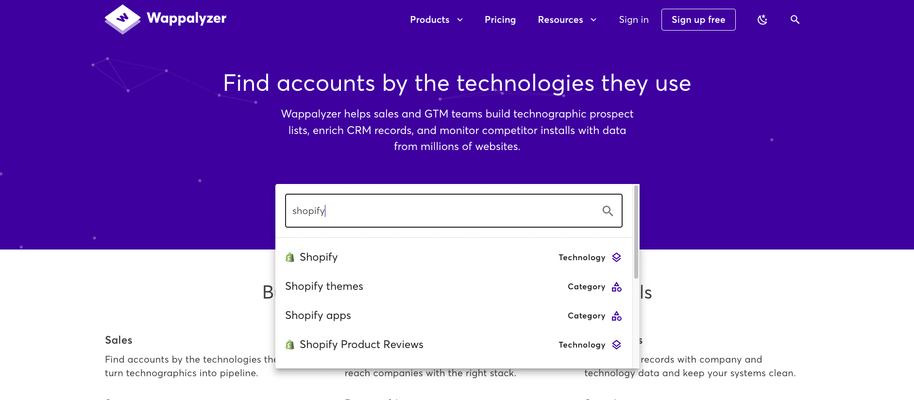 Wappalyzer homepage