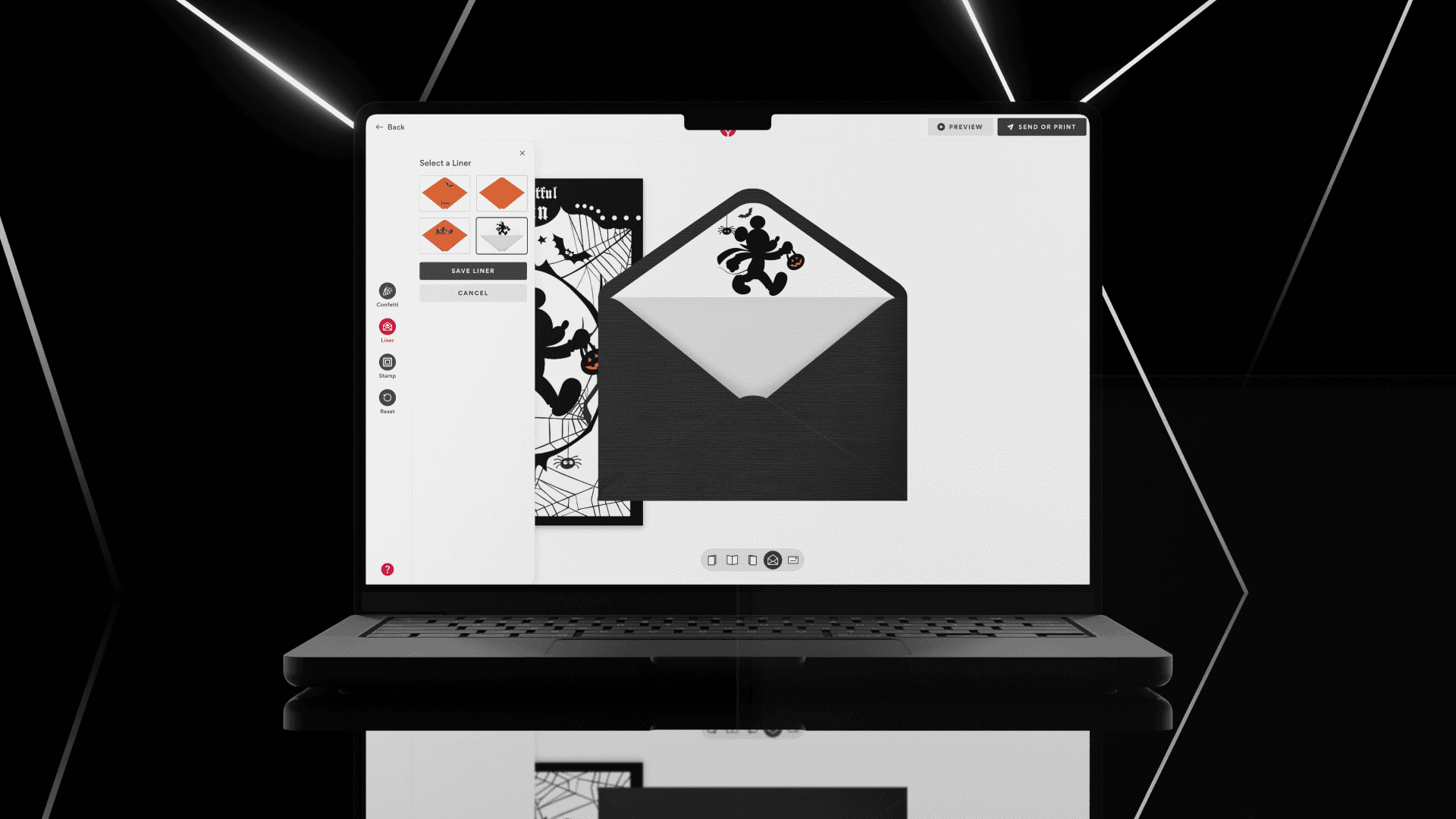 An image of a digital greeting card builder on a laptop