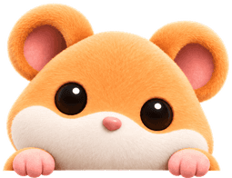 Ellie's hamster peeking over the card