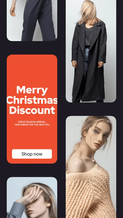 Animated Cards Merry Christmas Discount  Sale Promo Instagram Story Template