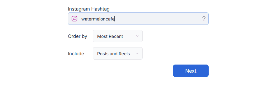 enter hashtag source details