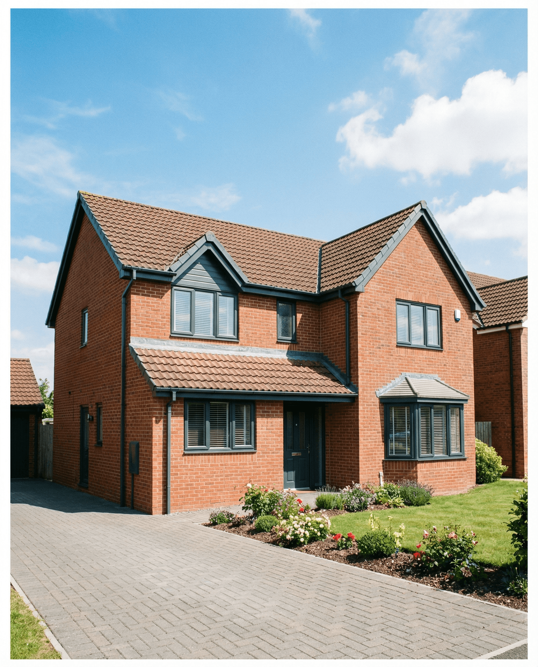 A row of yellow houses next to each other