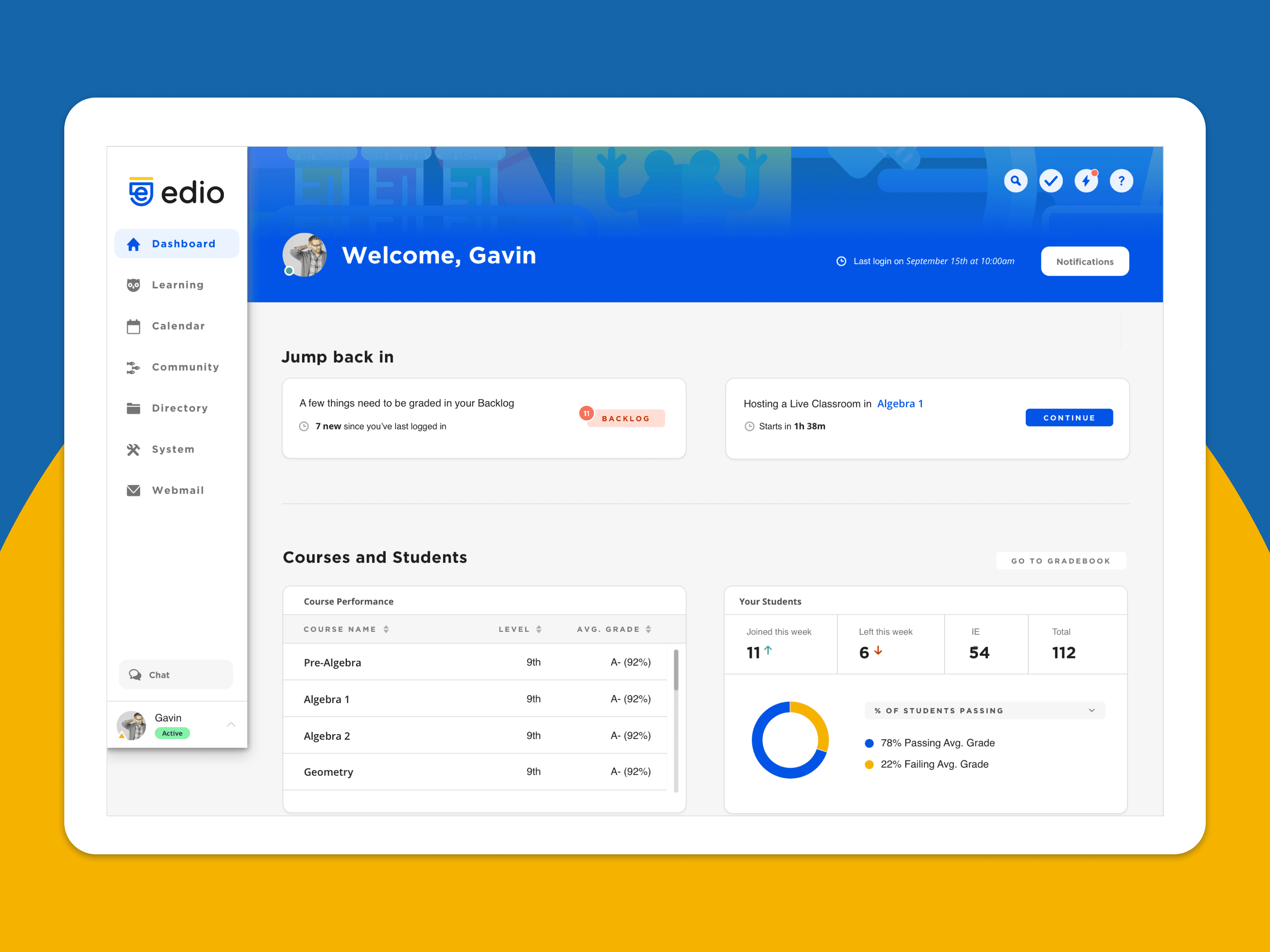 Edio lms dashboard web app