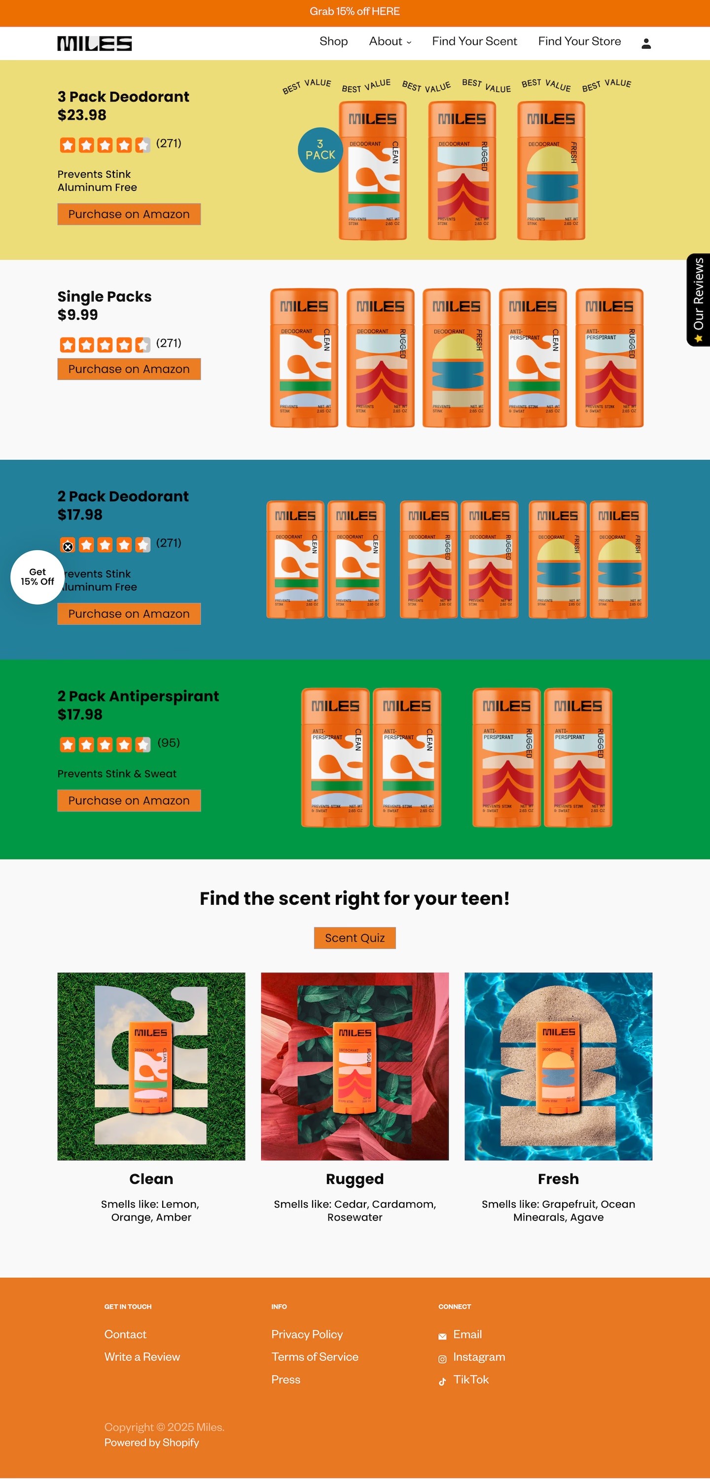Miles Deodorant Shopify Website Collection Page