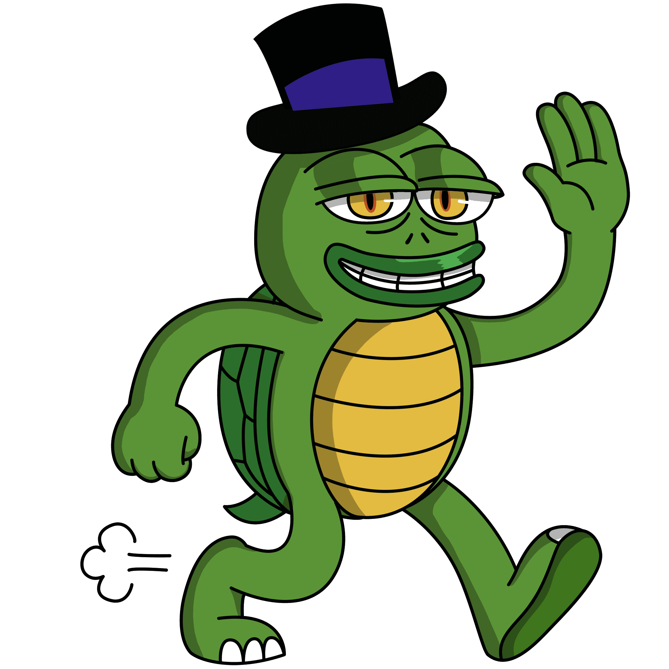 illustration of a coin shaped character walking between clouds