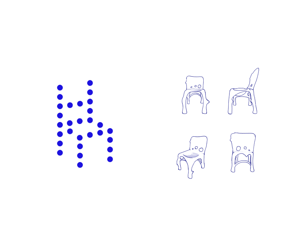 Modern dark exhibition space with a curved screen showing a suited man and the 'vesty' logo