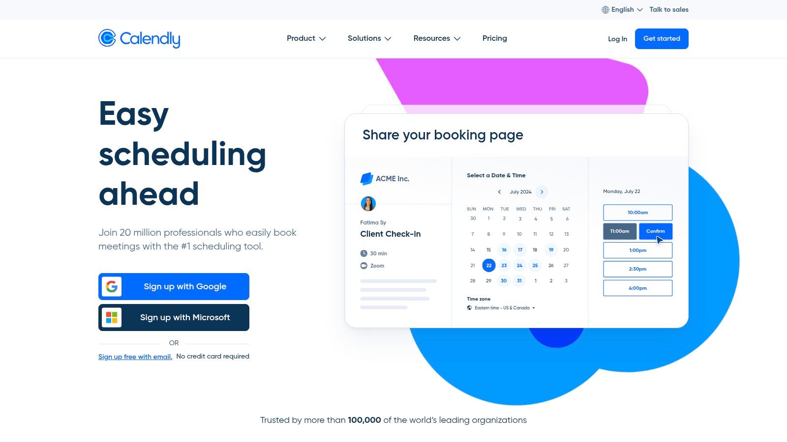 Calendly's interface showing different event types and scheduling options.