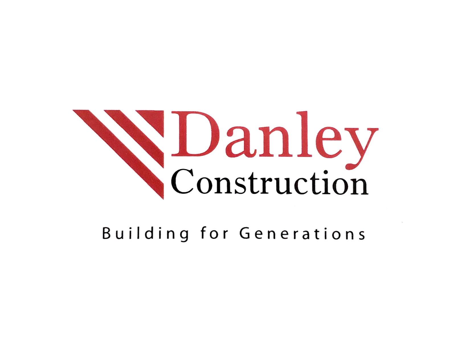 The Danley Construction logo before being redesigned showcasing an icon with 3 diagonal lines.
