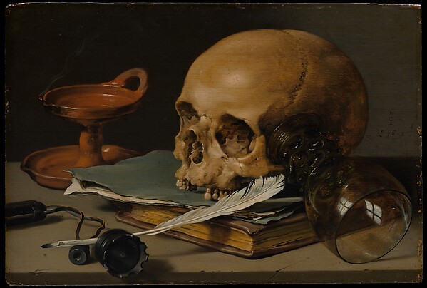 Pieter Claesz, Still Life with a Skull and a Writing Quill, 1628