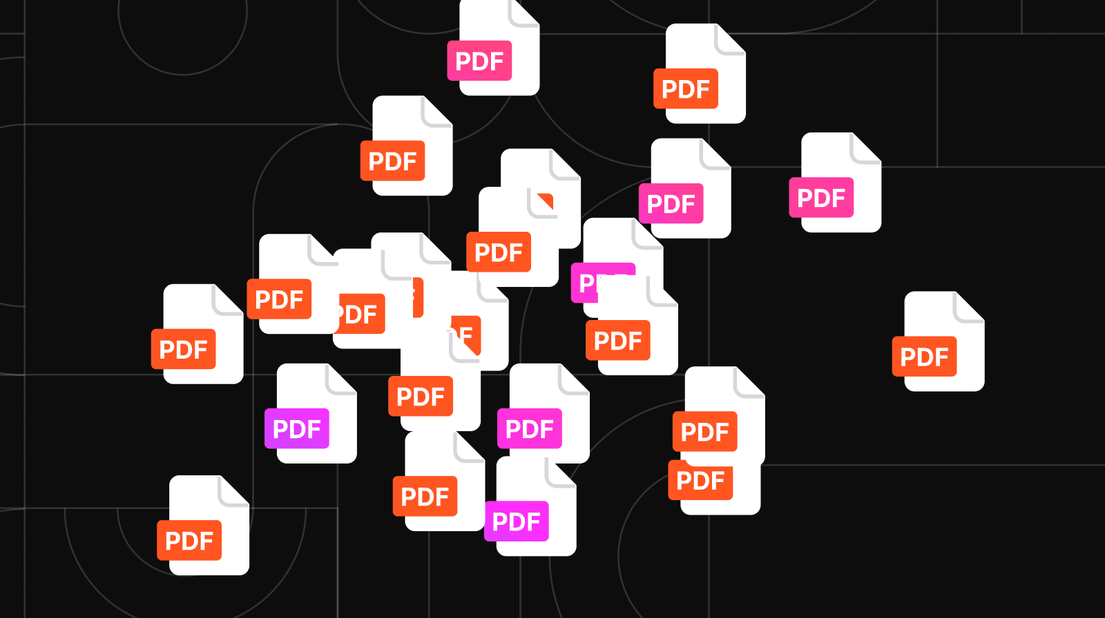 Huge amount of traditional PDFs stacked one on top of the other
