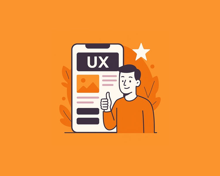 Illustration UX-Design – Nutzerfreundliche Website mit klarer Struktur, guter Usability und positiver User Experience