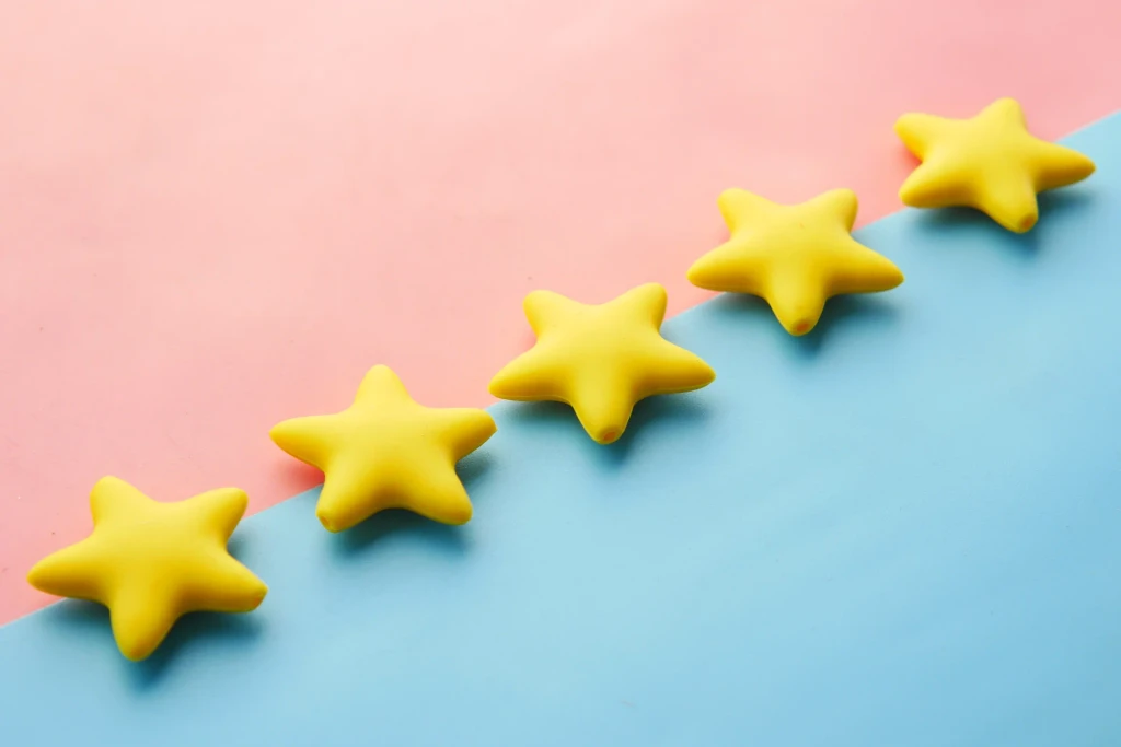 Customer satisfaction stars and feedback form responses