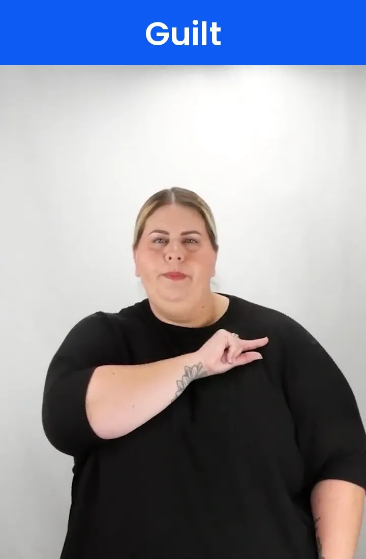 A Deaf signer signs GUILT in ASL