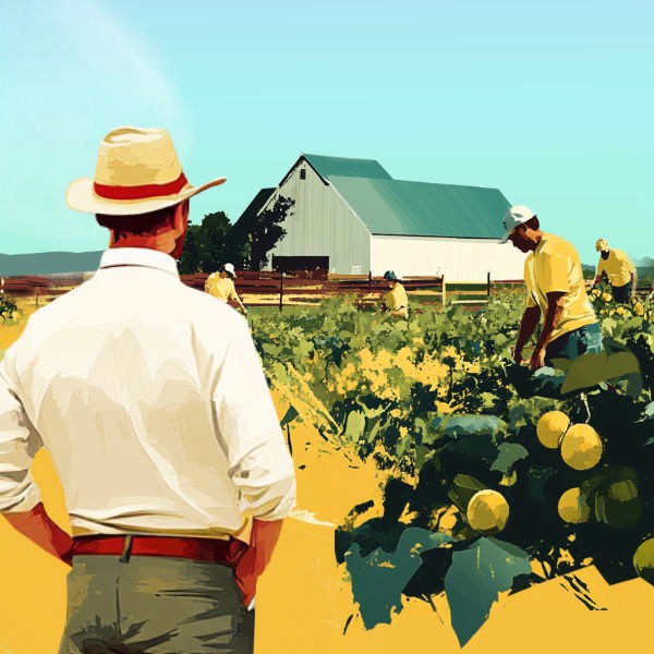 farmer overseeing workers in a field