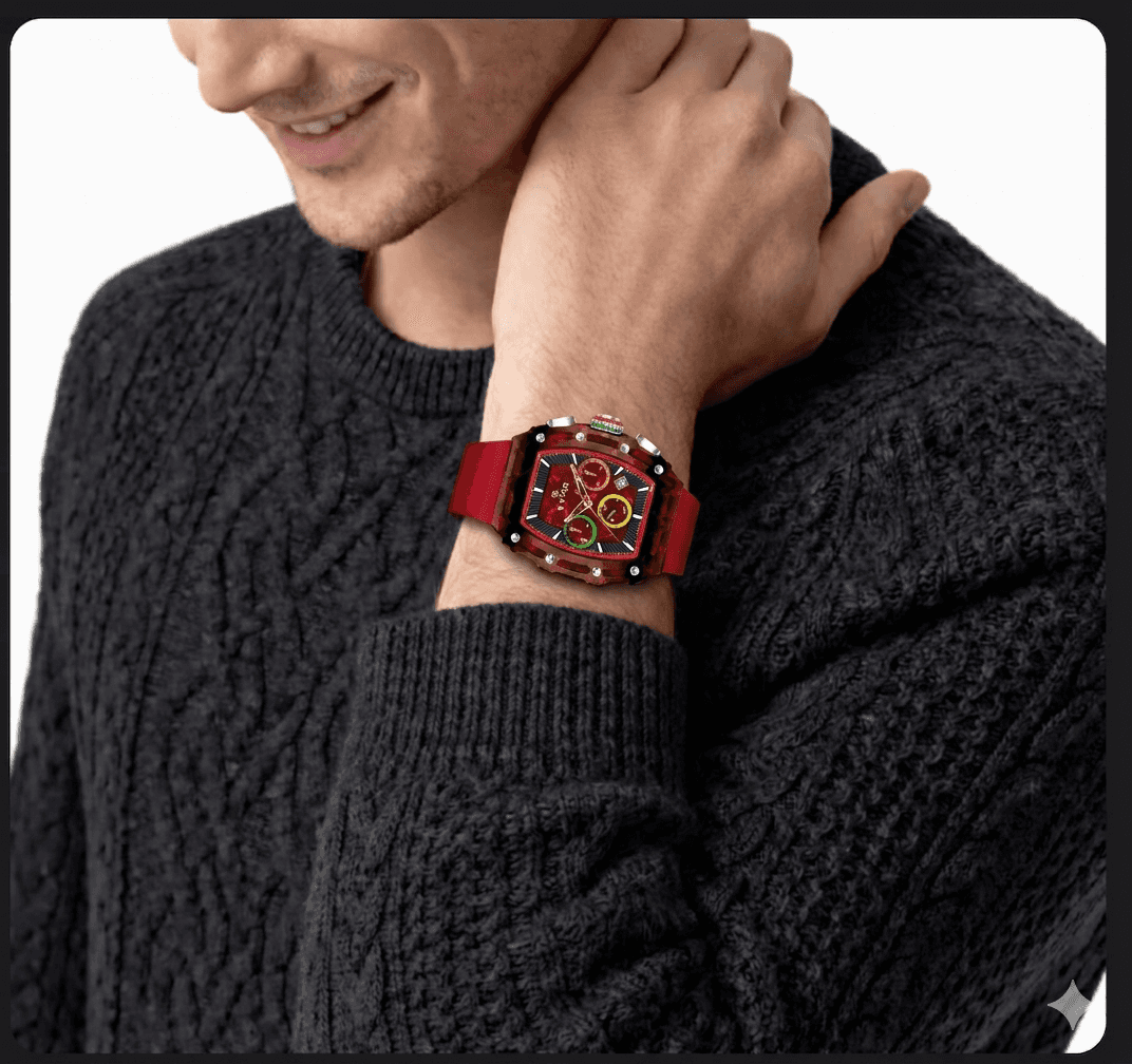 green ALTURA on a man's wrist wearing black