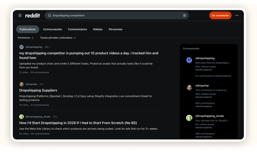 dropshipping competitors research on reddit
