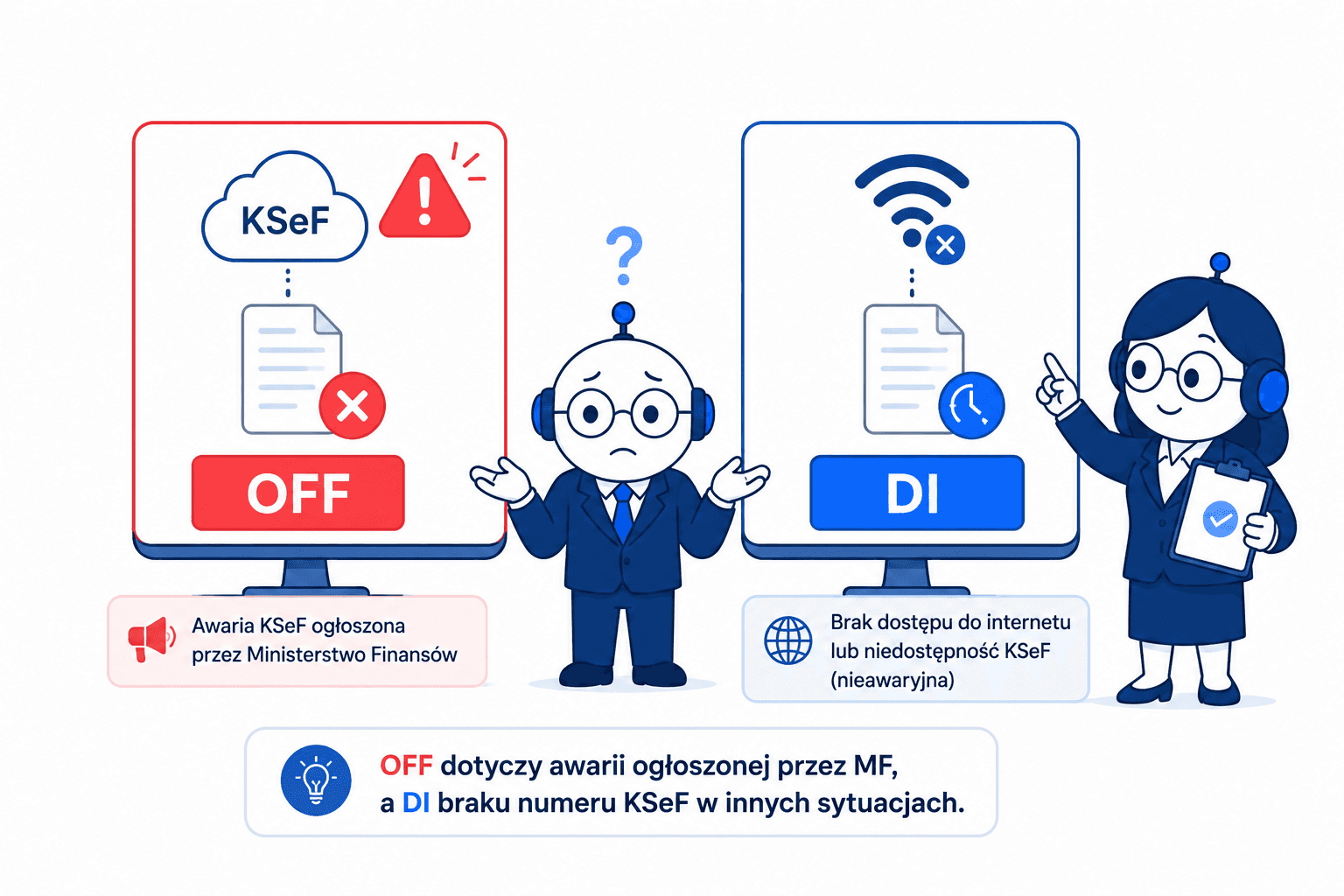 Porównanie oznaczeń OFF i DI w JPK_V7 po wdrożeniu KSeF