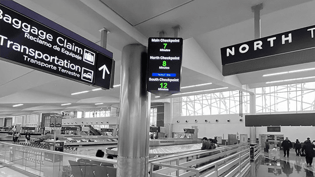 A photo of security signage in an airport