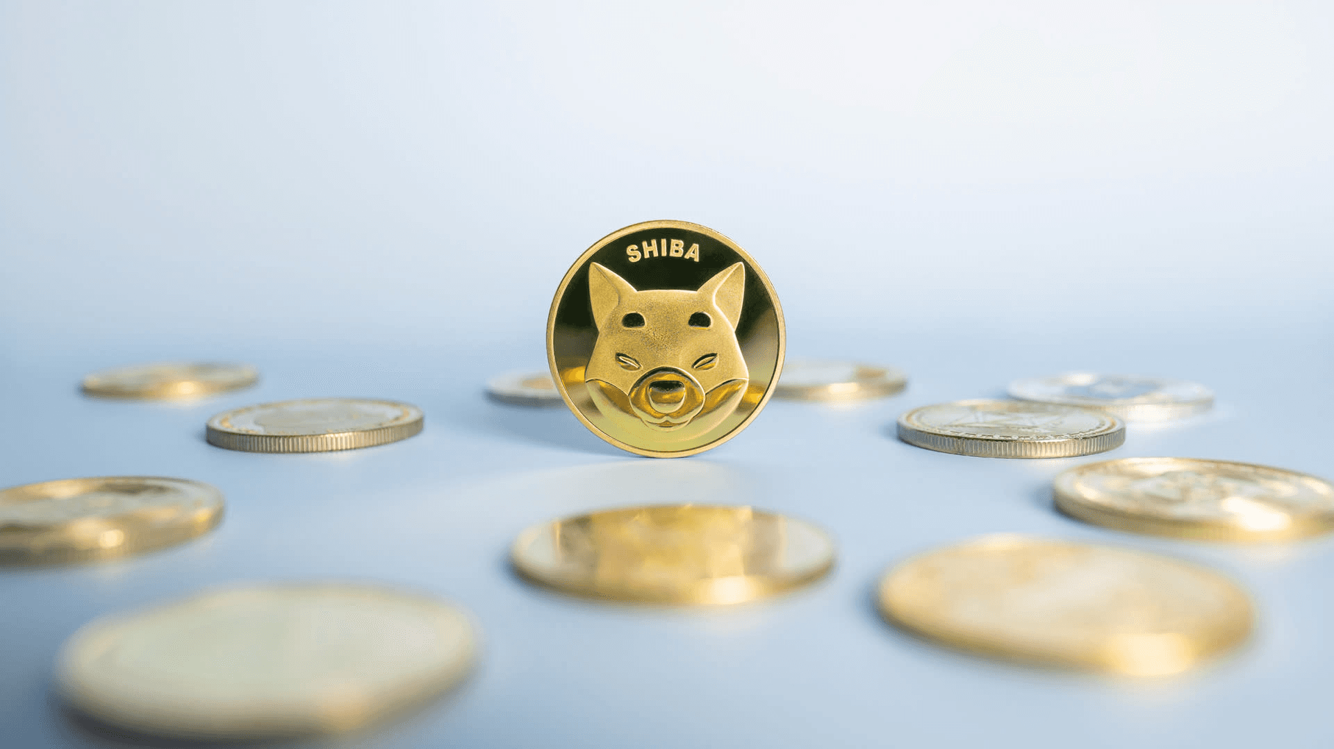  Golden Shiba Inu coin standing upright - Best Memecoins