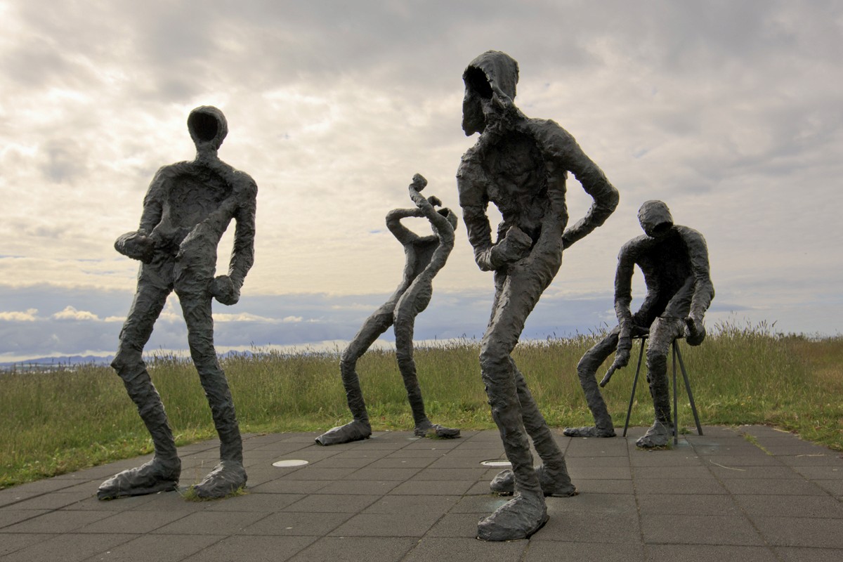 Green aurora lights in the sky at night