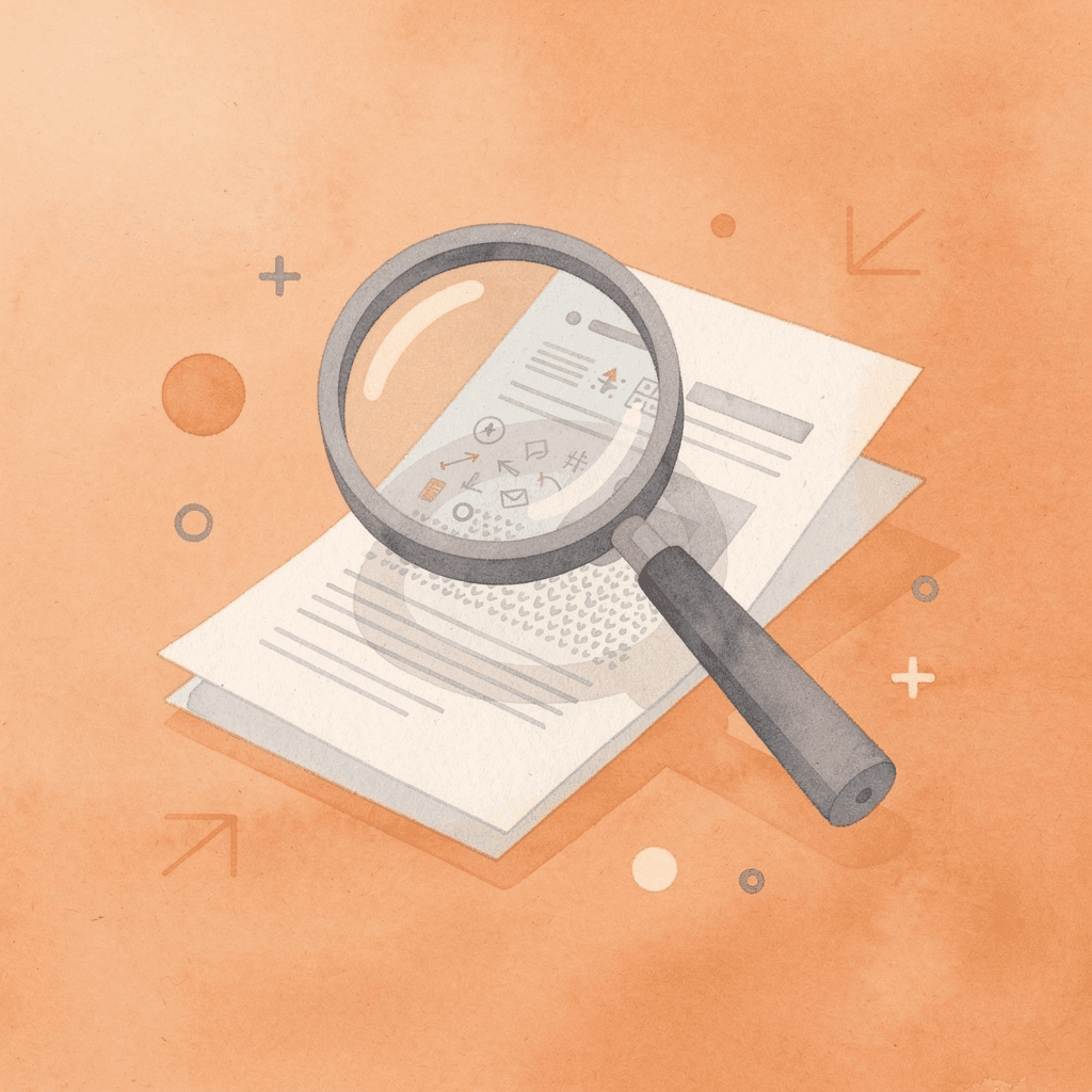 Magnifying glass examining SEO performance data