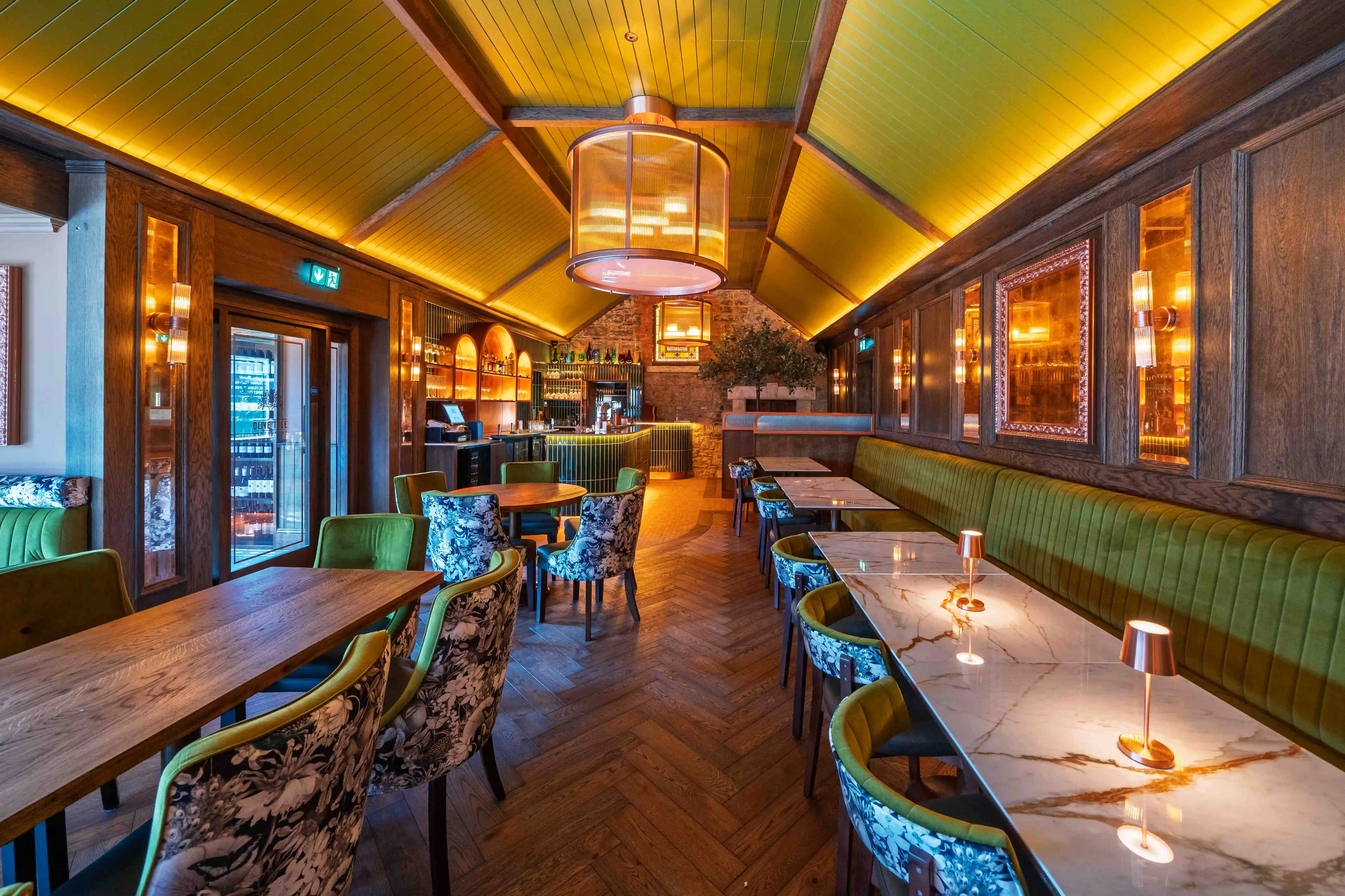 Interior shot of the Olive tree resturant at the Cross Guns