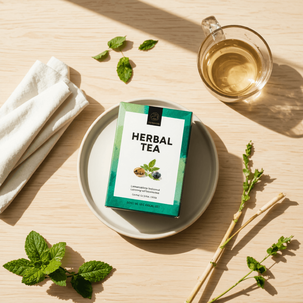 product photography of herbal tea box