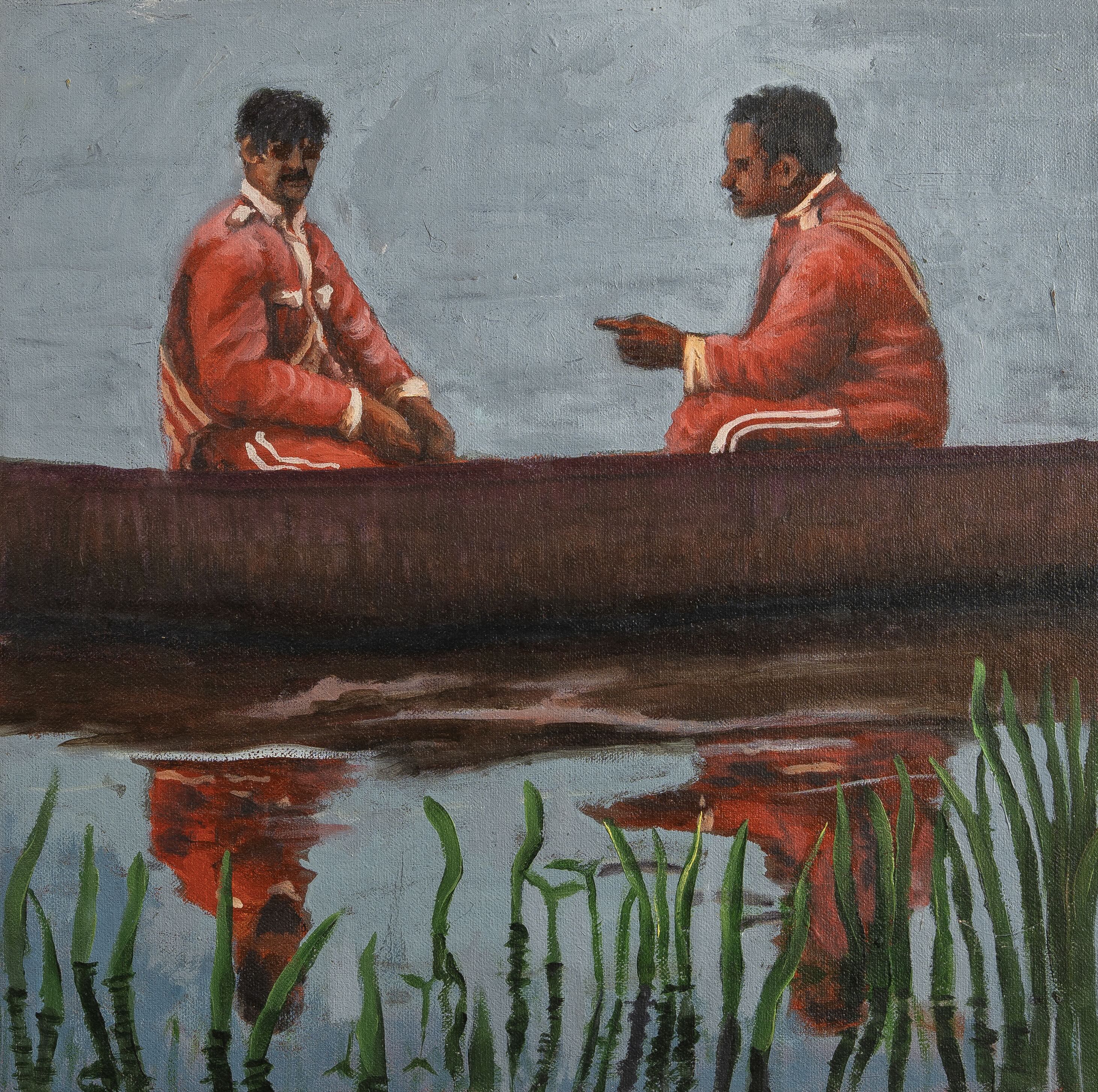 herd of sheep on road painting