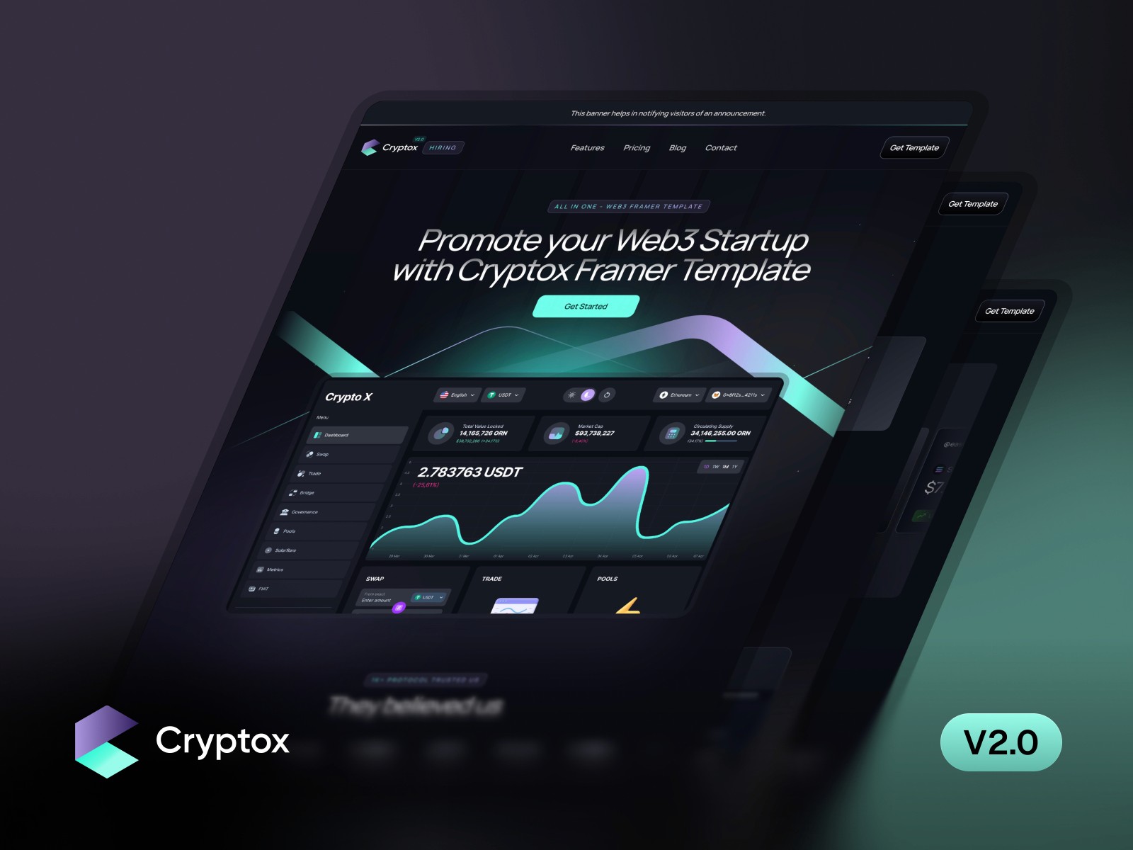 CryptoX — 高级暗黑极简 Web3 项目官网设计灵感
