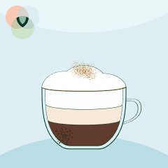 Illustration einer Tasse Cappuccino mit Schaum, symbolisiert das ausgewogene UX-Audit-Paket 'Cappuccino'.