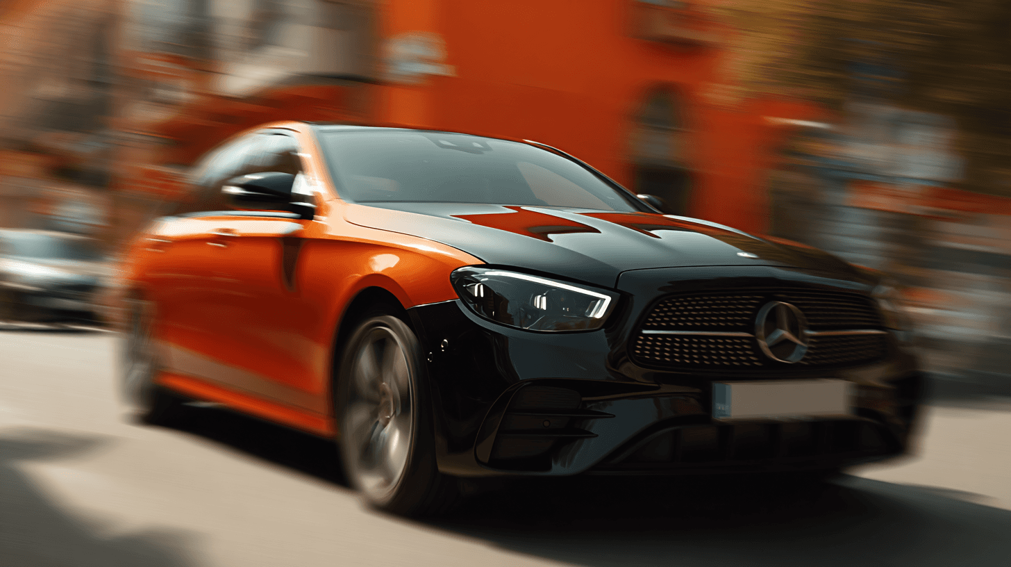 Orange car motion blur
