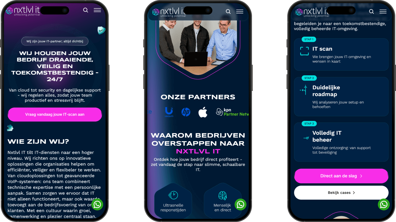 Screenshots Nxtlvl IT website
