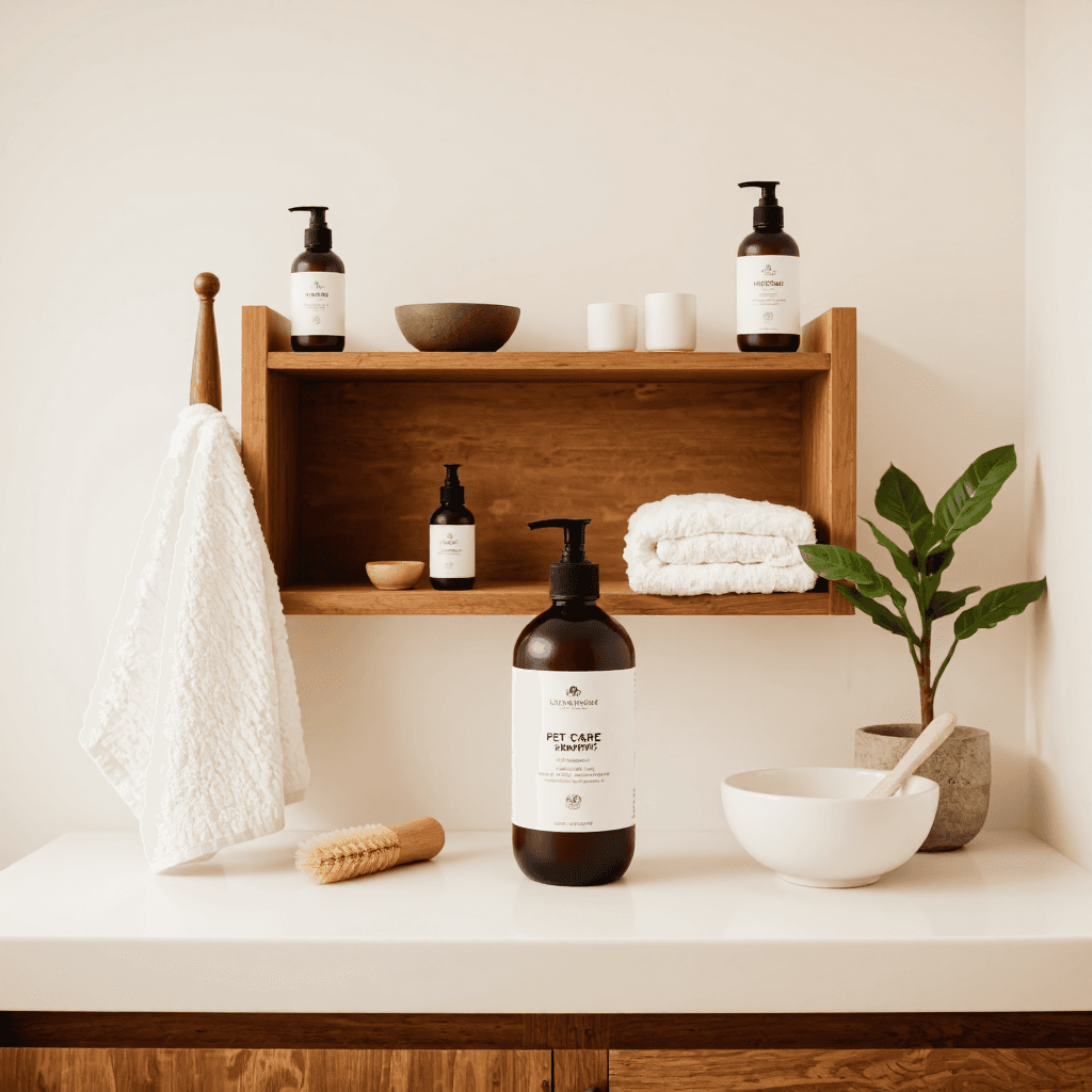 product photography of pet shampoo