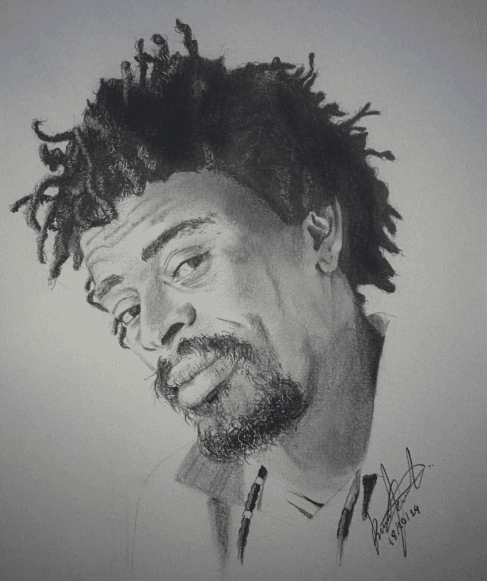 Pencil drawing of Seu Jorge
