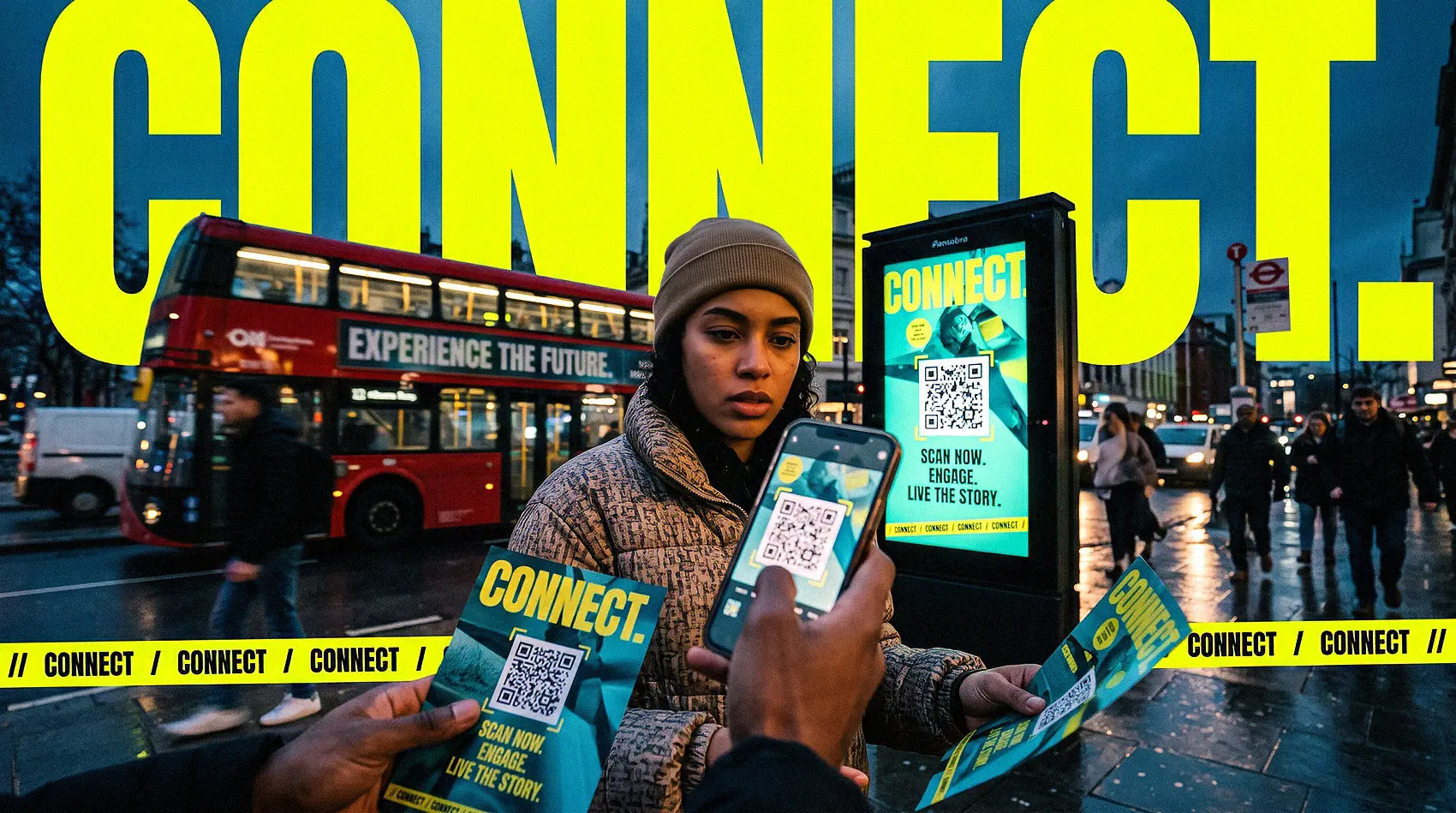 London tube station platform with commuters boarding train, representing OOH transit media reach for multicultural audiences