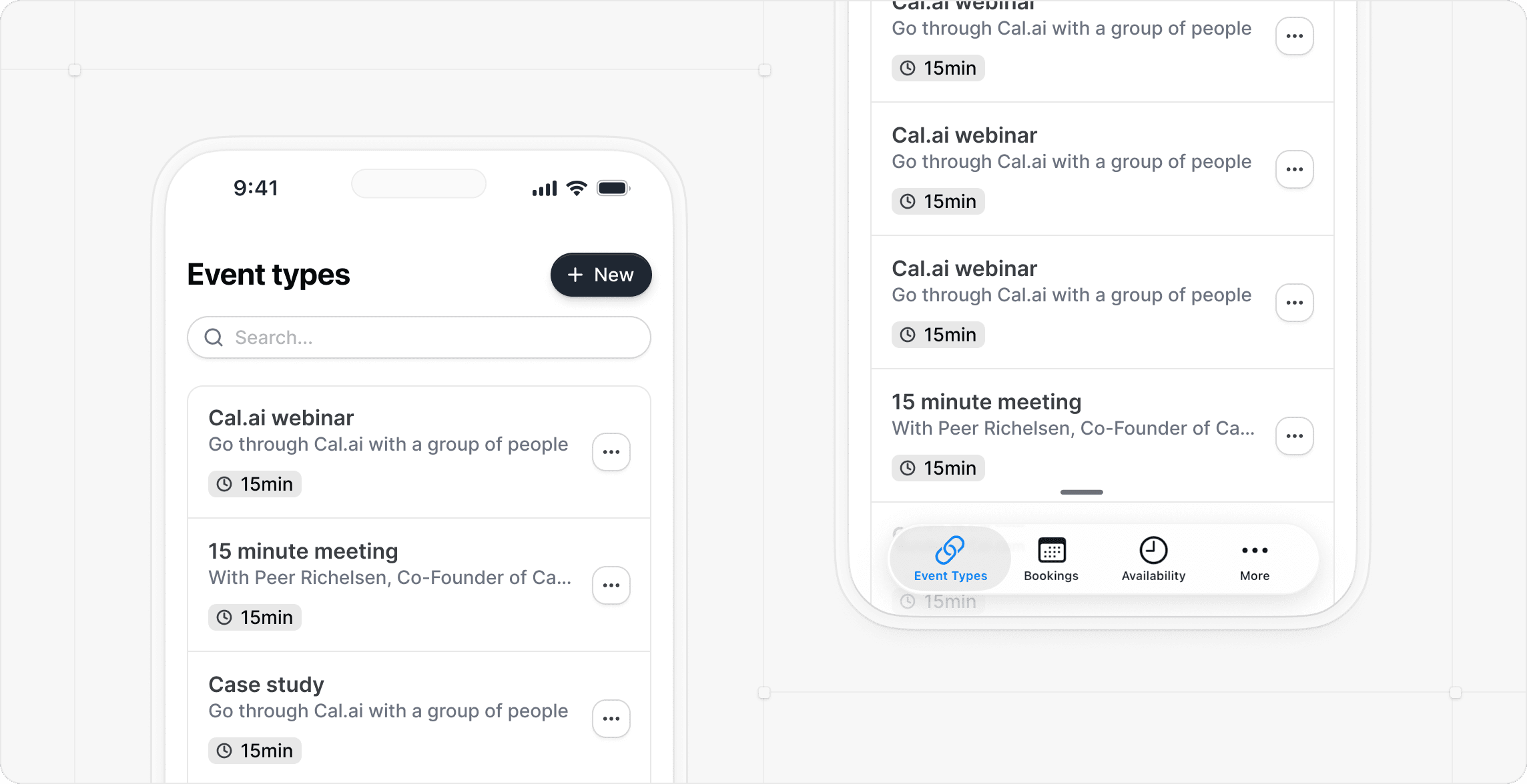 Cal.com event settings showing the 'Limits' tab with options to set buffer time before and after events, allowing users to block time before and after appointments.