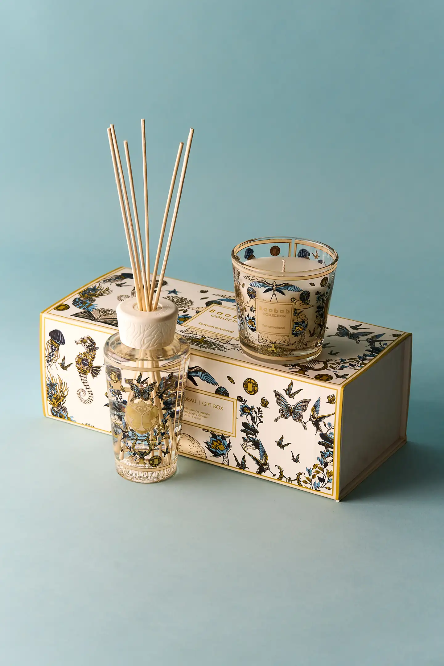 Tomorrowland x Baobab Collection 2026 gift box including candles & diffusers