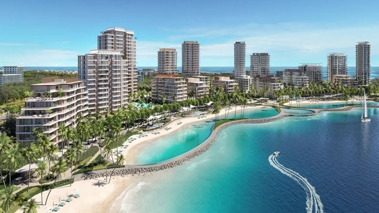 Dubai Islands waterfront with luxury residences, marina, and pristine beaches