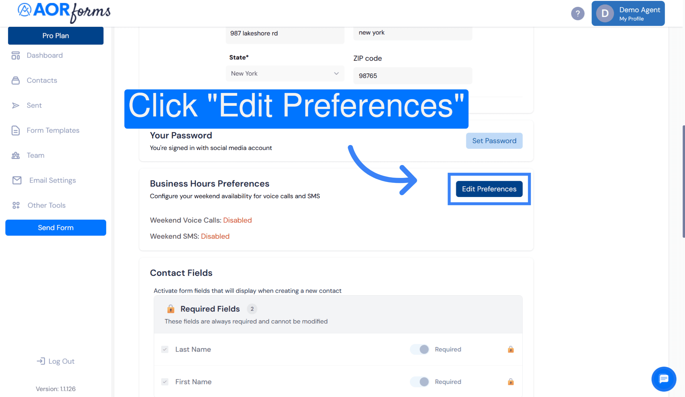 Access Edit Preferences