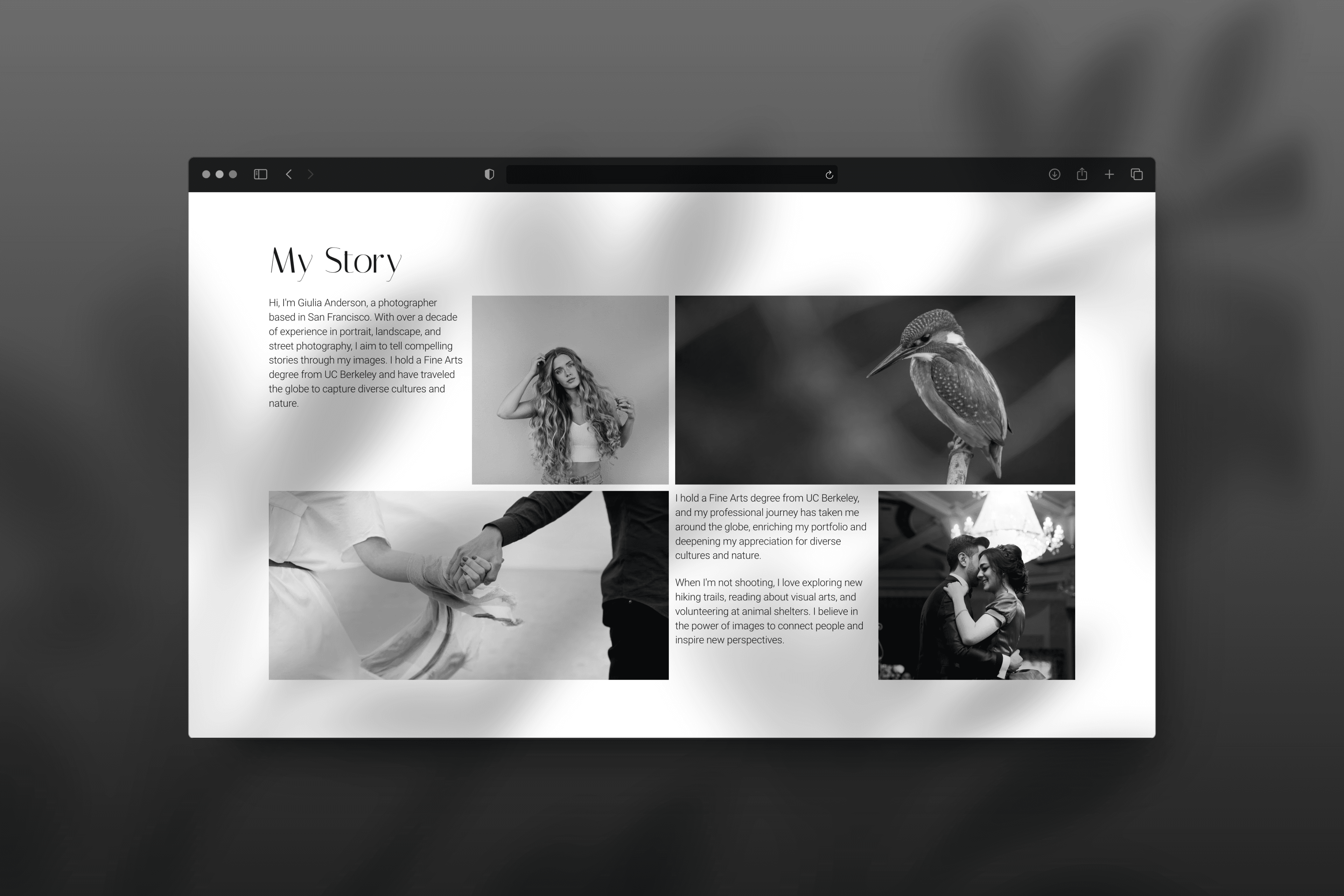 My story design for the about page of Fotografia