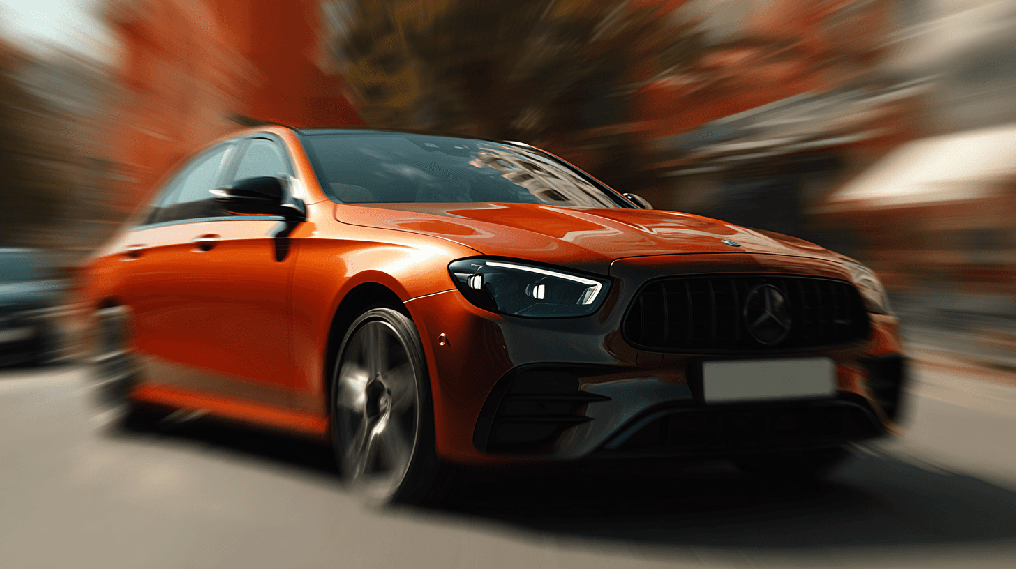 Orange car motion blur