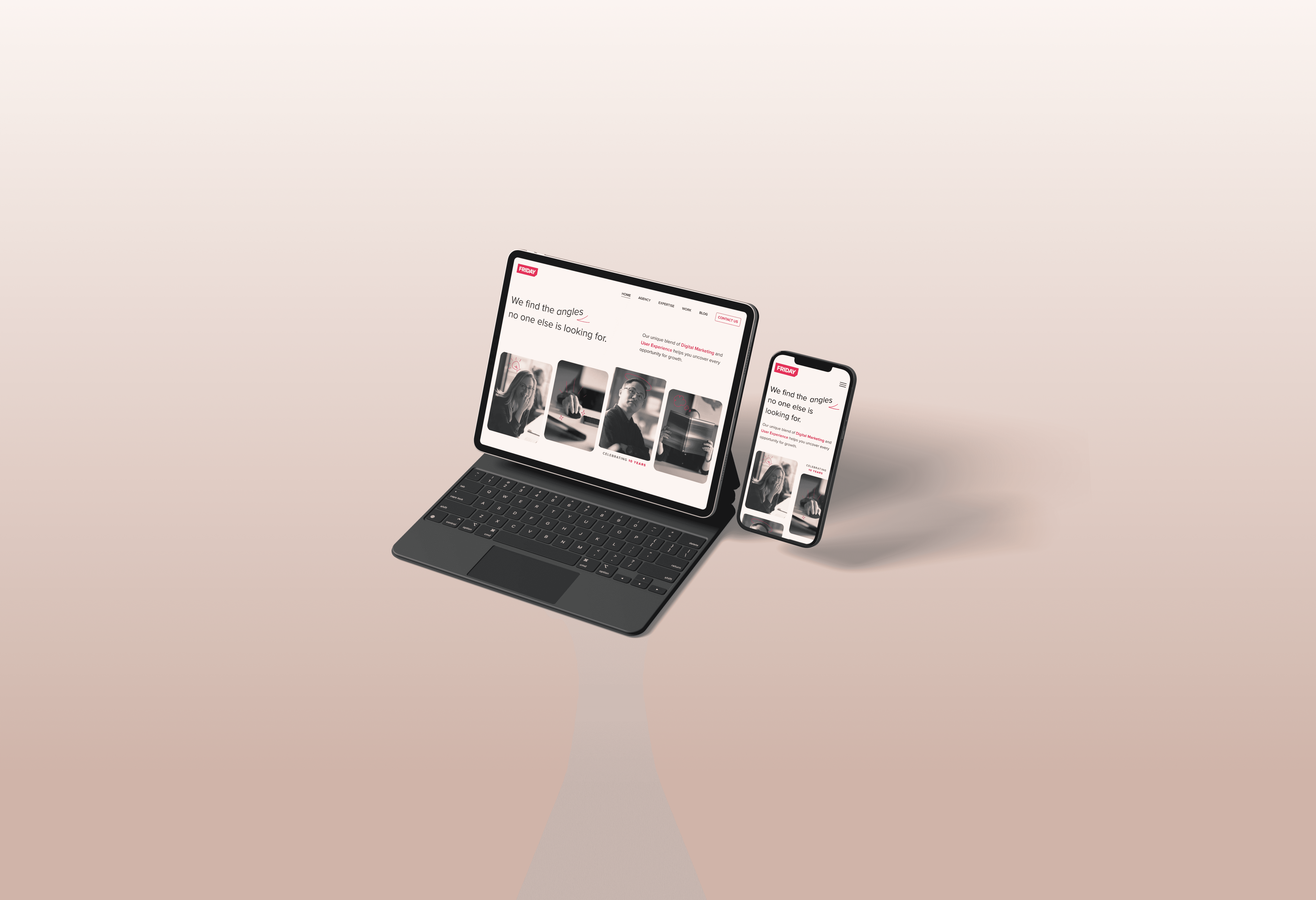 Friday website design shown on mobile and tablet devices