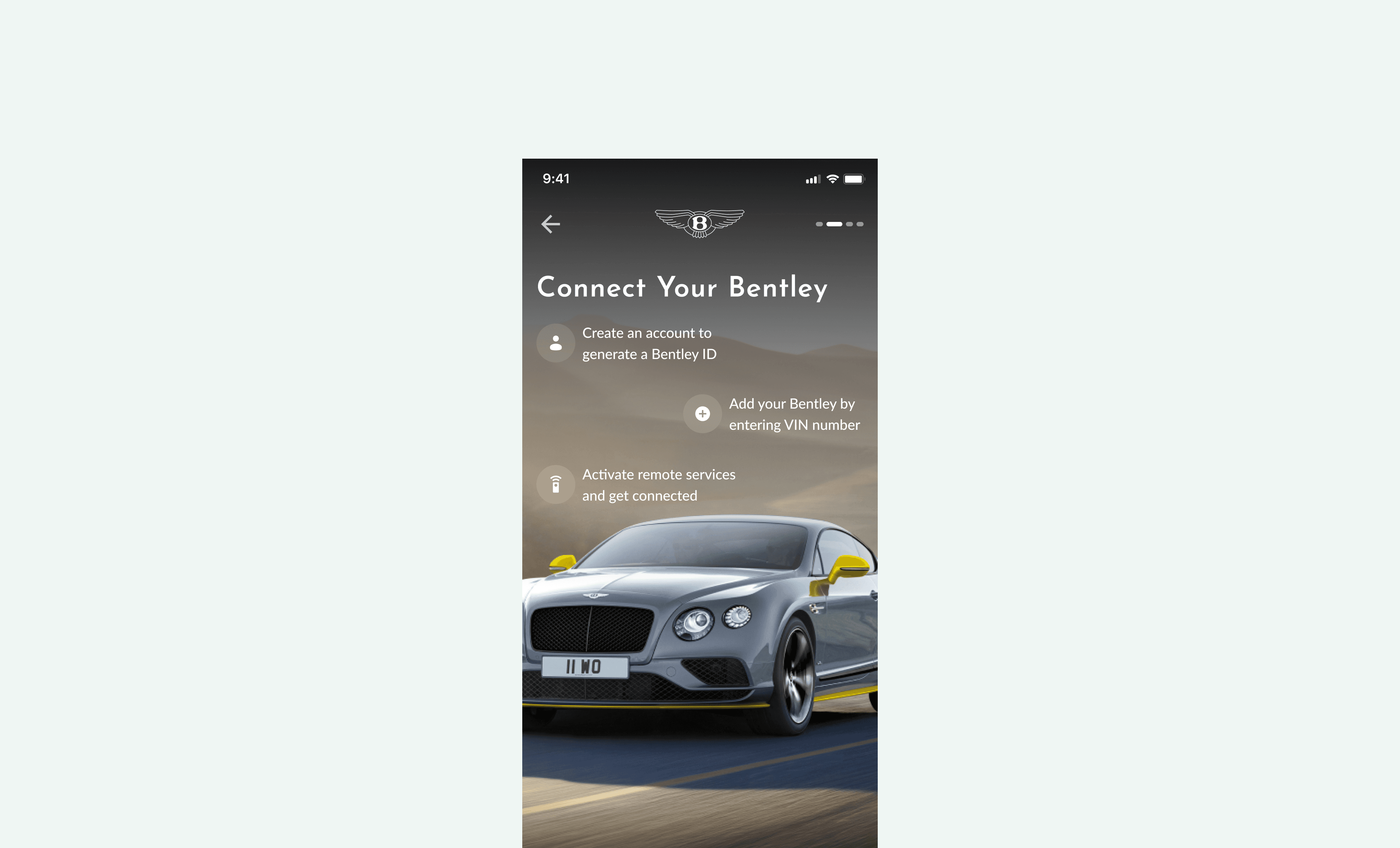 Connect your Bentley instruction screen